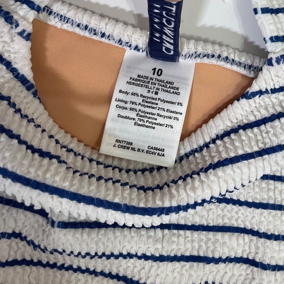 NWT!! Girl’s J. CREW Crewcuts Smocked Bikini Swim Top Swimsuit Striped Size 10 - Picture 9 of 11